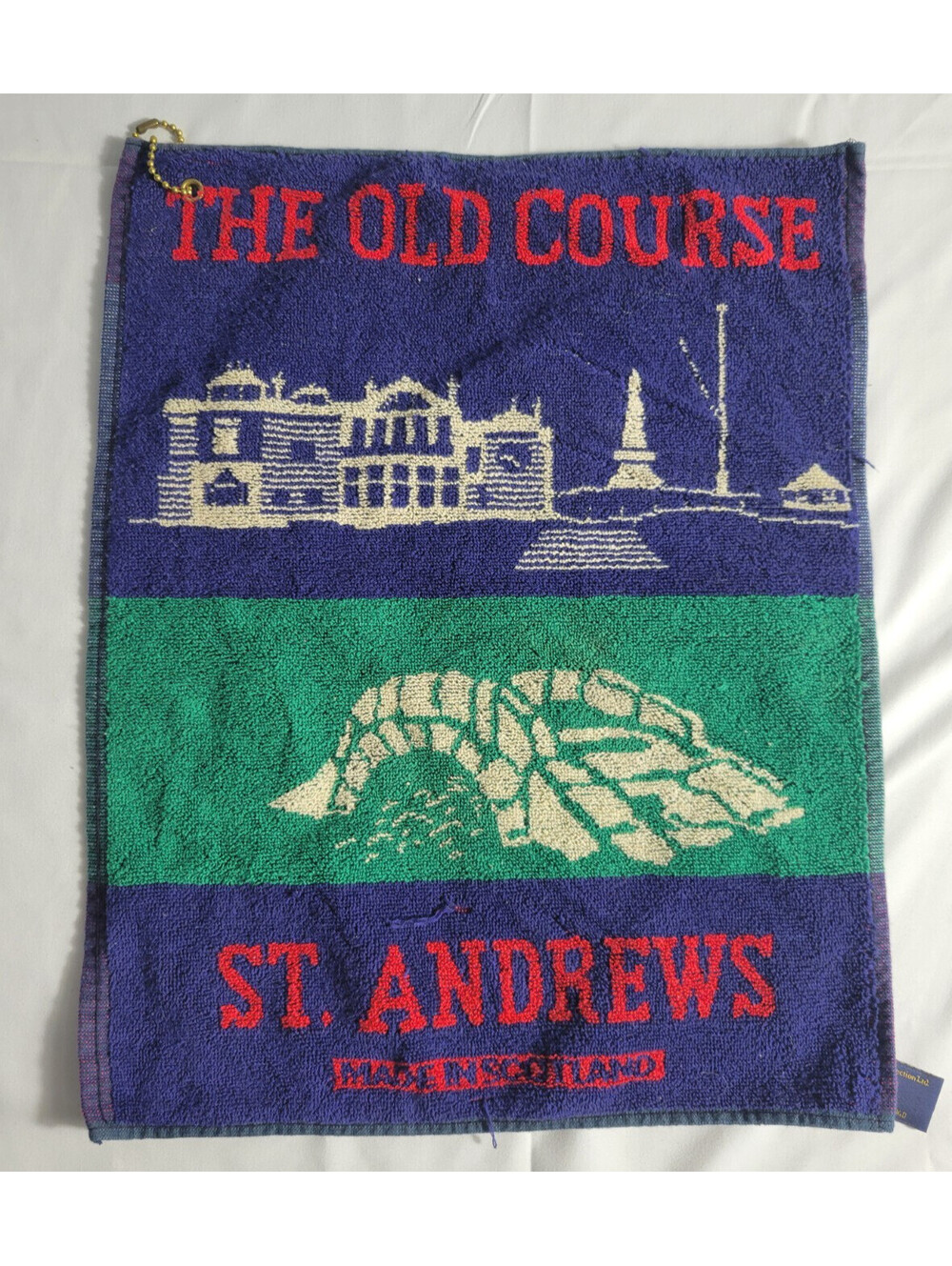 St. Andrews Golf Bag Towel Mens Red Vtg Cotton Old Course Scotland